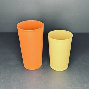 Vintage Tupperware Cups Tumblers (1) Yellow 1320-19 &‎ (1) Orange 873-15